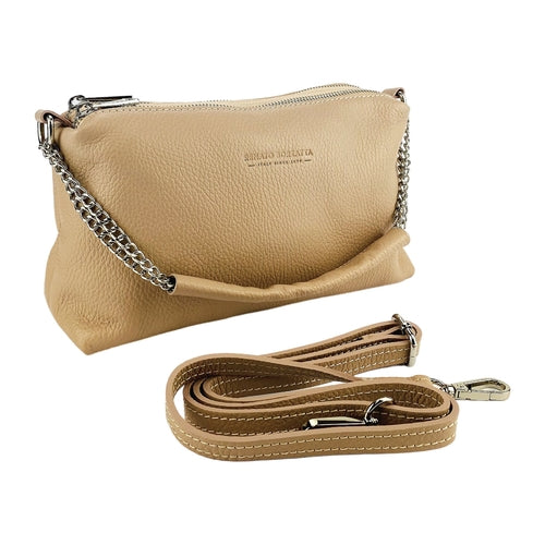 Borsa Donna a Mano con doppia lampo in Vera Pelle Made in Italy