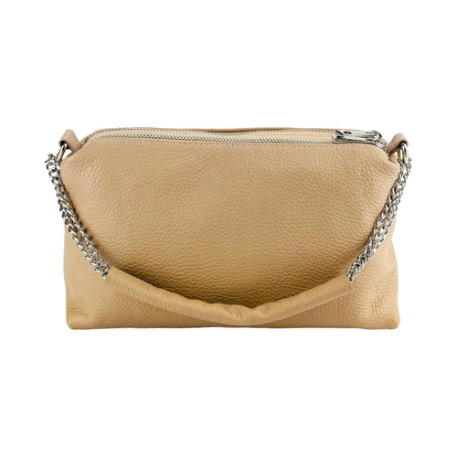 Borsa Donna a Mano con doppia lampo in Vera Pelle Made in Italy